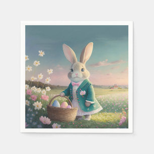 Cute Easter bunny in little blue jacket Napkins