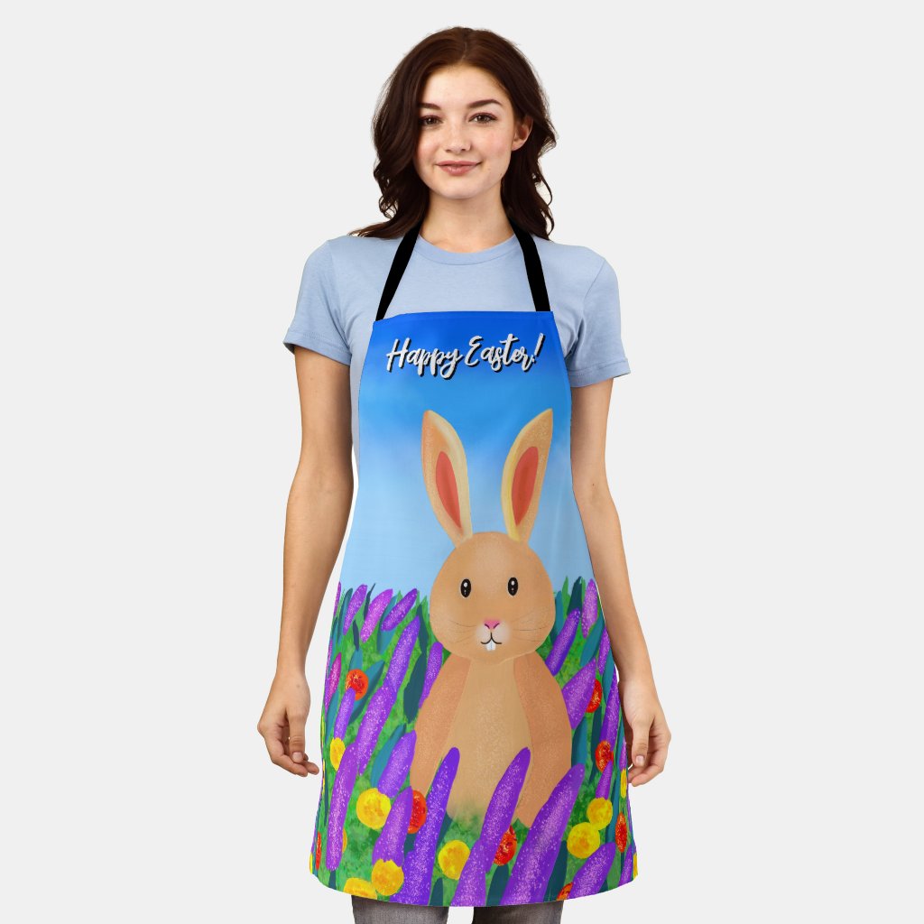 Cute Easter bunny in the flowers