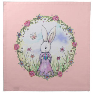 Cute Easter Bunny in the Flowers Cloth Napkin