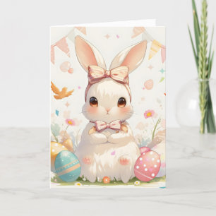Cute Easter Bunny Kawaii Holiday Card