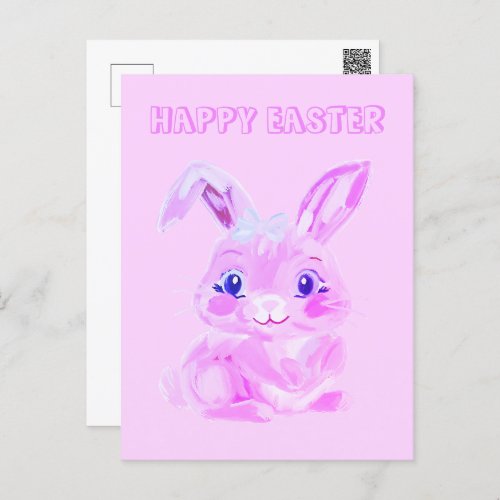 Cute Easter Bunny Kindergarten Teacher Girly Pink Postcard