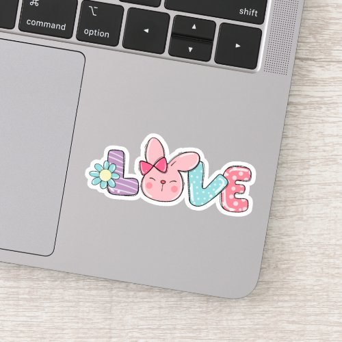 Cute Easter Bunny Love Spring Vinyl Sticker