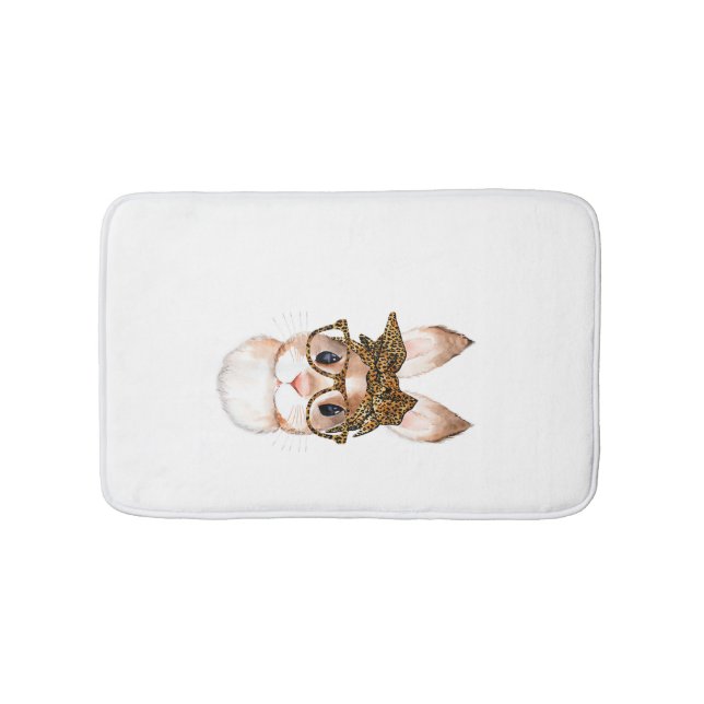 Cute Easter Bunny Mom Easter Leopard Year of The R Bath Mat (Front)
