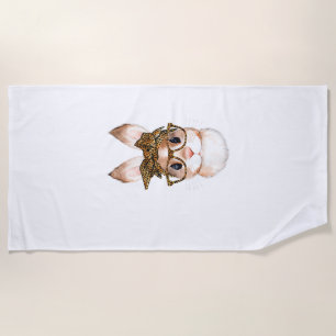 Cute Easter Bunny Mom Easter Leopard Year of The R Beach Towel