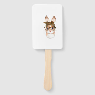 Cute Easter Bunny Mom Easter Leopard Year of The R Hand Fan