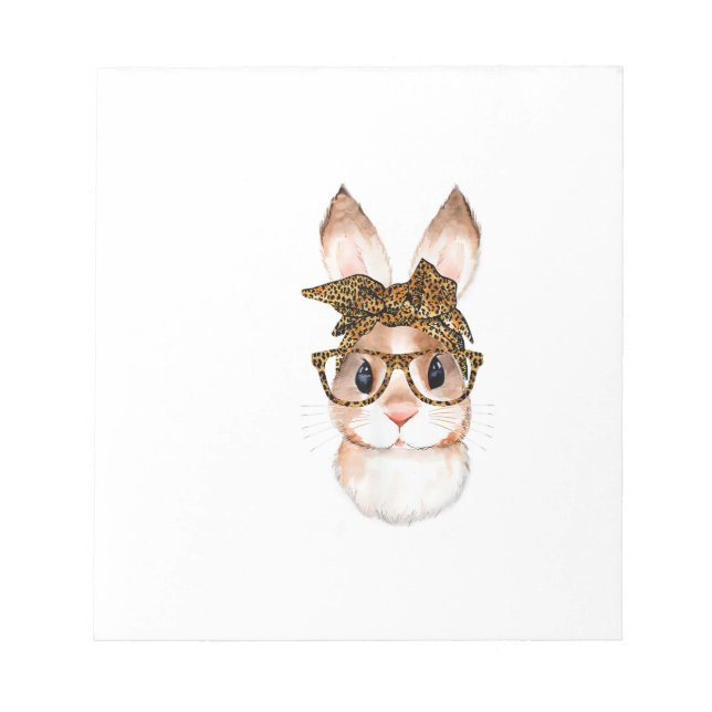 Cute Easter Bunny Mom Easter Leopard Year of The R Notepad (Front)