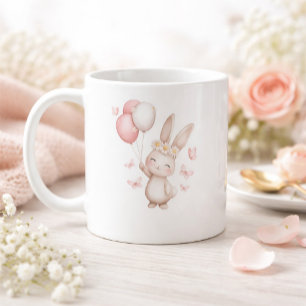 Cute Easter Bunny Mug with Pastel Balloons