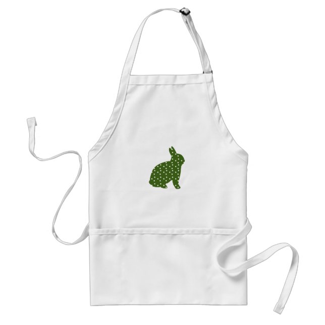 Cute Easter bunny olive green with white spots Adult Apron (Front)