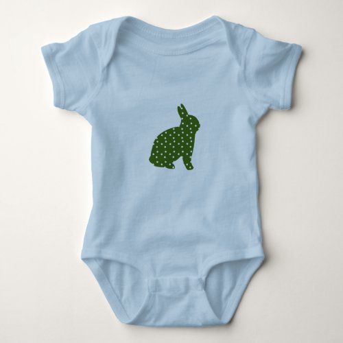 Cute Easter bunny olive green with white spots Baby Bodysuit