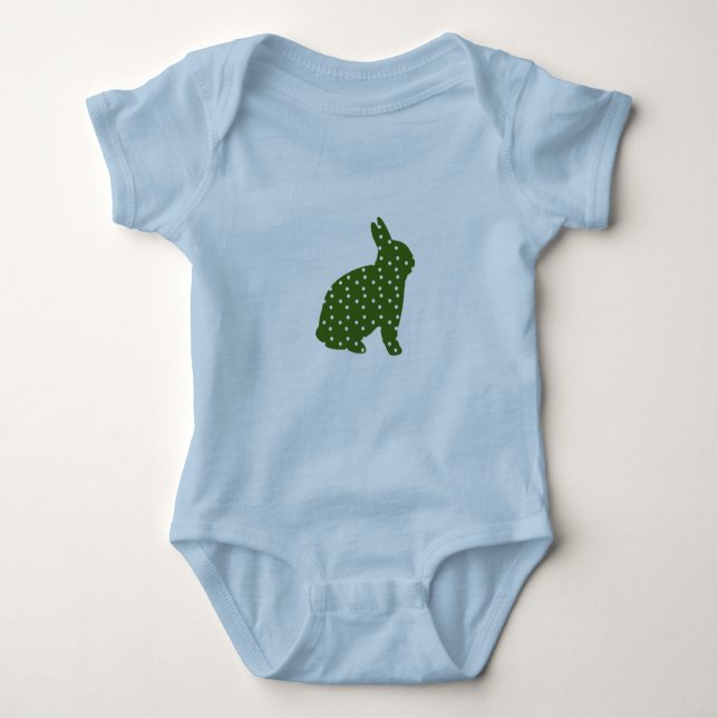 Cute Easter bunny olive green with white spots Baby Bodysuit (Front)