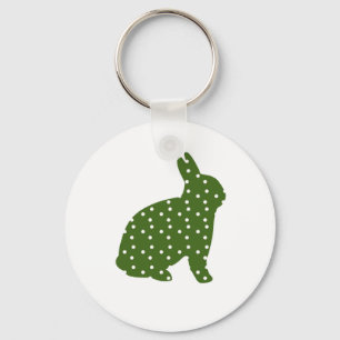 Cute Easter bunny olive green with white spots Keychain