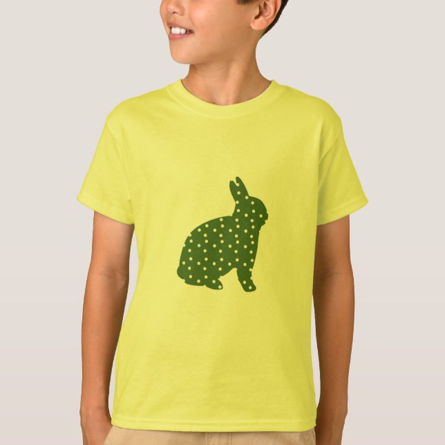 Cute Easter bunny olive green with white spots T-Shirt (Front)