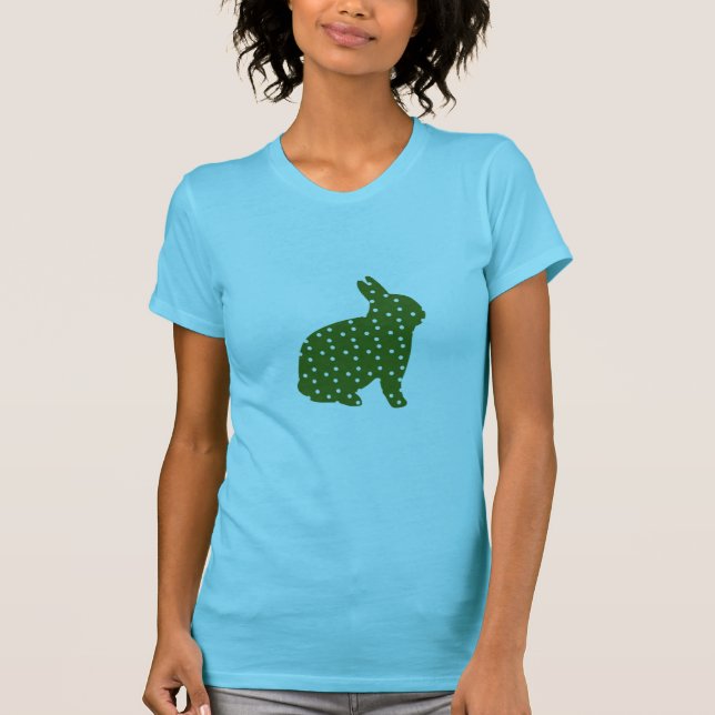 Cute Easter bunny olive green with white spots T-Shirt (Front)