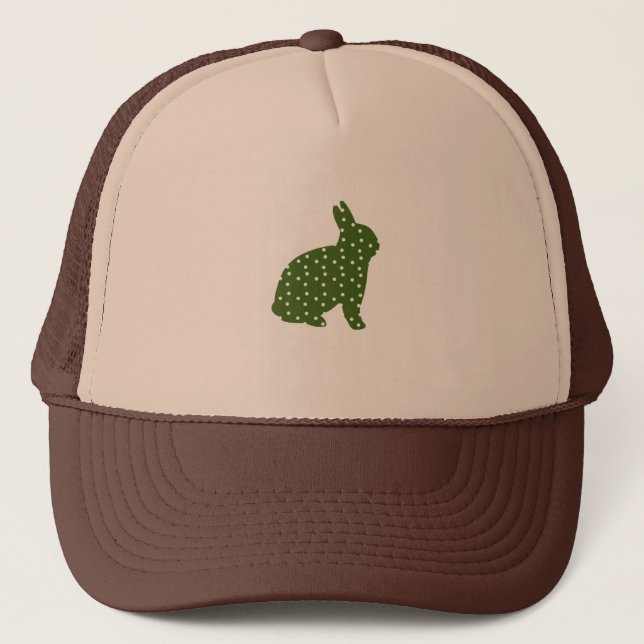 Cute Easter bunny olive green with white spots Trucker Hat (Front)