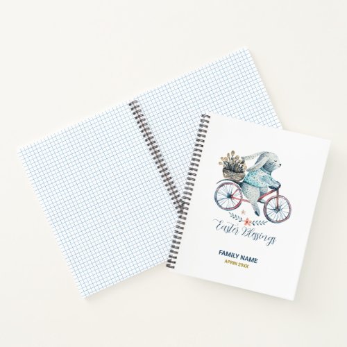 Cute Easter Bunny on a Bike Notebook