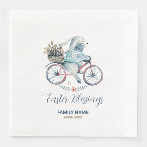 Cute Easter Bunny on a Bike Paper Dinner Napkins