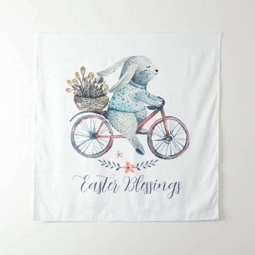 Cute Easter Bunny on a Bike Tapestry