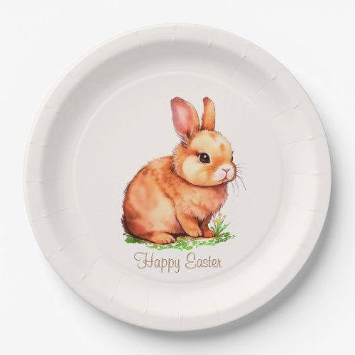 Cute Easter Bunny on Ivory Paper Plates