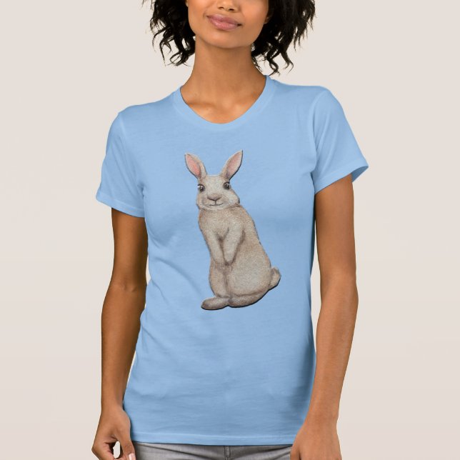 Cute Easter Bunny on Light Blue T Shirt (Front)