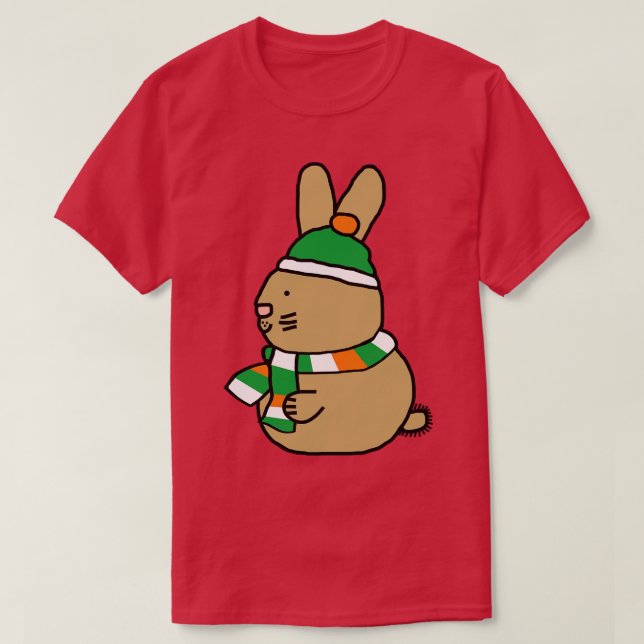 Cute Easter Bunny on St Patricks Day T-Shirt (Design Front)