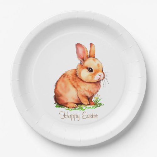 Cute Easter Bunny on White Paper Plates