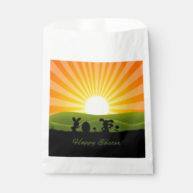 Cute Easter Bunny Painting Egg Favor Bag (Front)