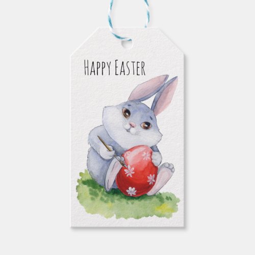 Cute Easter Bunny Painting Egg Gift Tags