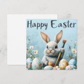 Cute Easter Bunny Painting Eggs: Springtime Art (Front/Back)