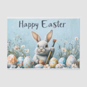 Cute Easter Bunny Painting Eggs: Springtime Art Tissue Paper