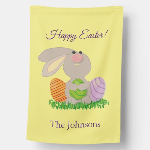 Cute Easter Bunny Paper House Flag