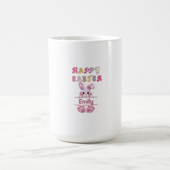 Cute Easter Bunny Pastel Color Personalized Mug (Center)