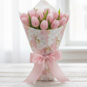Cute Easter Bunny Pastel Pink Watercolor Spring Wrapping Paper