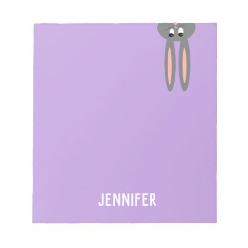 Cute Easter Bunny Pastel Purple Personalized Name Notepad