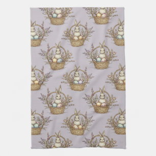 Cute Easter Bunny Pastel Spring Pattern Kitchen Towel