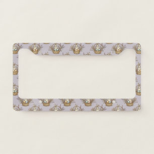 Cute Easter Bunny Pastel Spring Pattern License Plate Frame