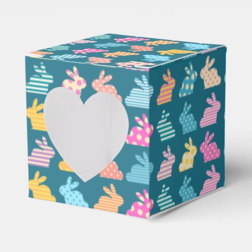 Cute Easter Bunny Pattern Blue Favor Boxes