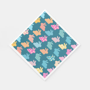 Cute Easter Bunny Pattern Blue Napkins