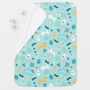 Cute Easter Bunny Pattern Kawaii Rabbits Eggs  Baby Blanket