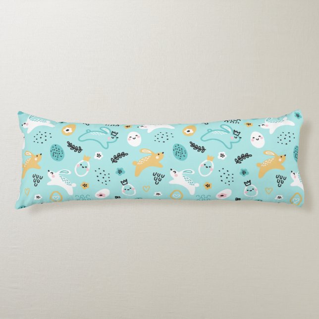 Cute Easter Bunny Pattern Kawaii Rabbits Eggs  Body Pillow (Front)