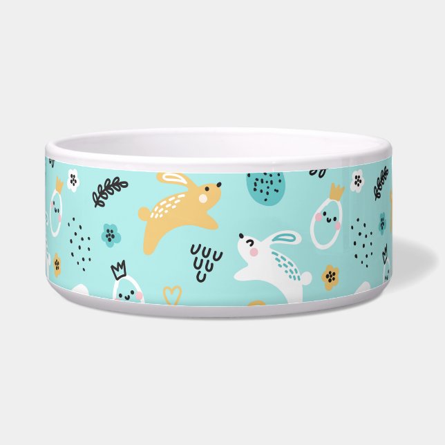 Cute Easter Bunny Pattern Kawaii Rabbits Eggs  Bowl (Right)