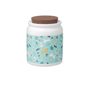 Cute Easter Bunny Pattern Kawaii Rabbits Eggs Candy Jar