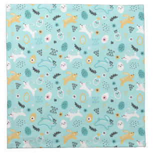Cute Easter Bunny Pattern Kawaii Rabbits Eggs  Cloth Napkin