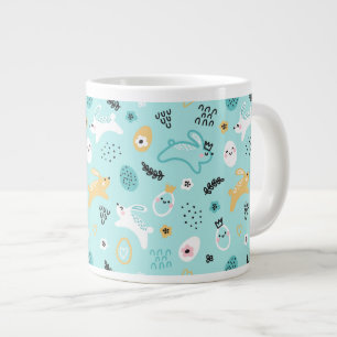 Cute Easter Bunny Pattern Kawaii Rabbits Eggs  Giant Coffee Mug