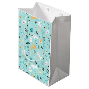 Cute Easter Bunny Pattern Kawaii Rabbits Eggs  Medium Gift Bag
