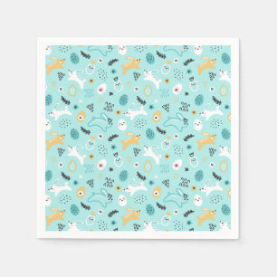 Cute Easter Bunny Pattern Kawaii Rabbits Eggs Napkins