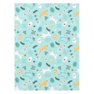 Cute Easter Bunny Pattern Kawaii Rabbits Eggs Tablecloth