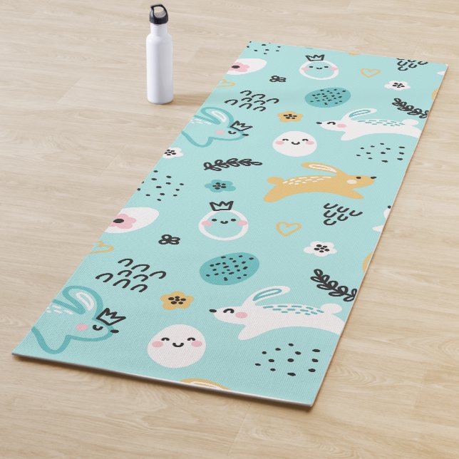 Cute Easter Bunny Pattern Kawaii Rabbits Eggs  Yoga Mat (In Situ)