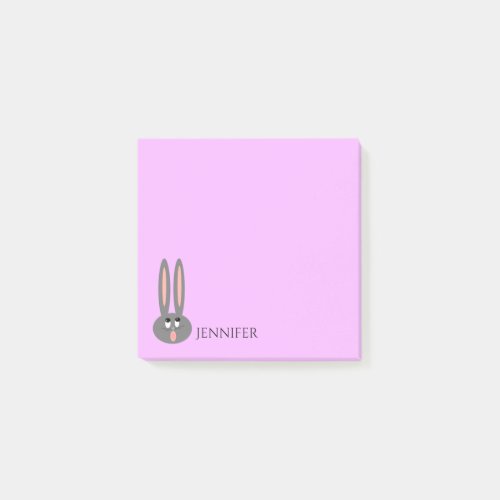 Cute Easter Bunny Peep Pastel Purple Custom Name Post_it Notes