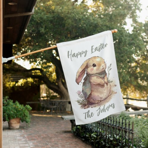 Cute Easter Bunny Personalized House Flag