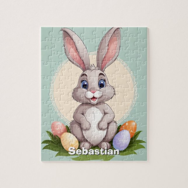 Cute Easter Bunny Personalized Kids Jigsaw Puzzle (Vertical)